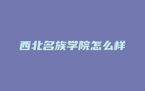 西北名族学院怎么样