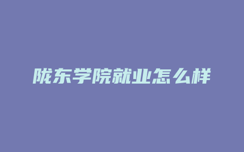 陇东学院就业怎么样