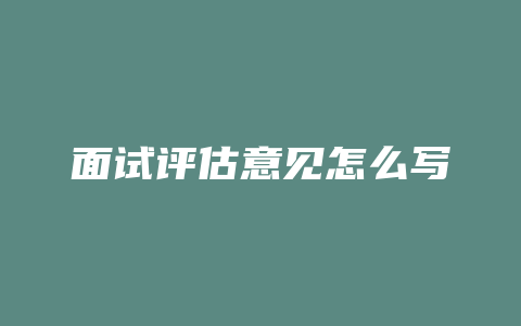 面试评估意见怎么写